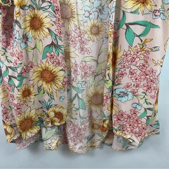 Maurice's NWT Open Front Kimono Topper Pink & Yellow Sunflower Floral Drapey XXL - Picture 6 of 15